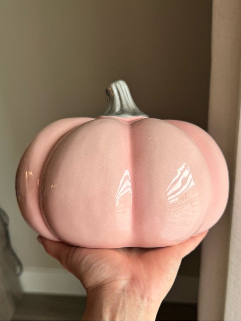 Pink Ceramic Light UpJack-O'-Lantern Pumpkin Decor - Picture 2 of 3